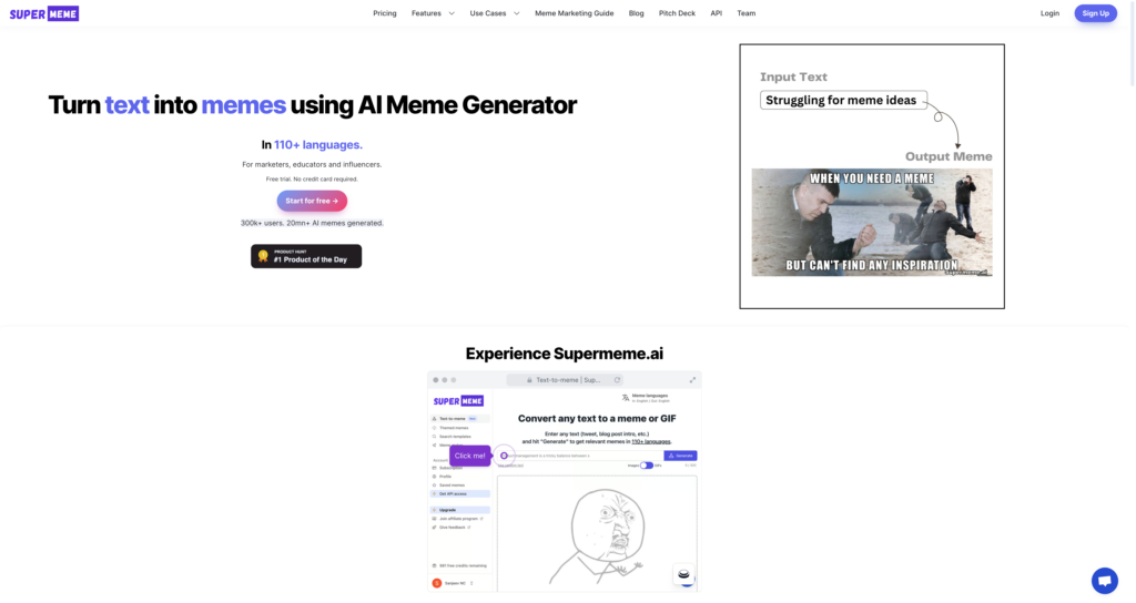 Supermeme AI Home Page Screenshot Google Digit